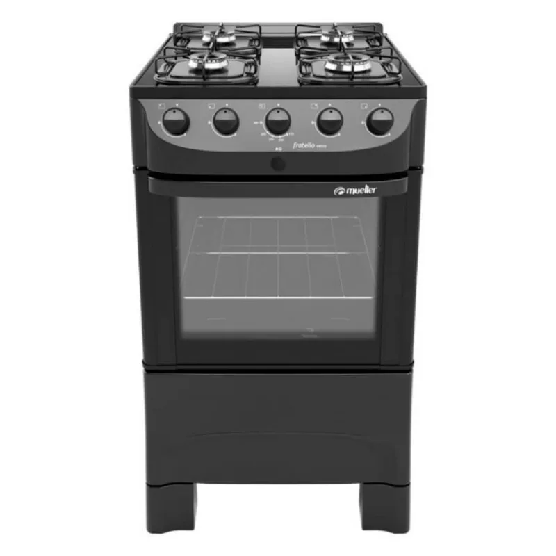 Fogão 4 Bocas Mueller Fratello Vetro com Acendimento Automático Bivolt - Preto Fosco - Mueller
