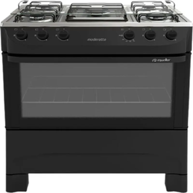 Fogão 5 Bocas Mueller Moderatto Acendimento Manual Preto Fosco