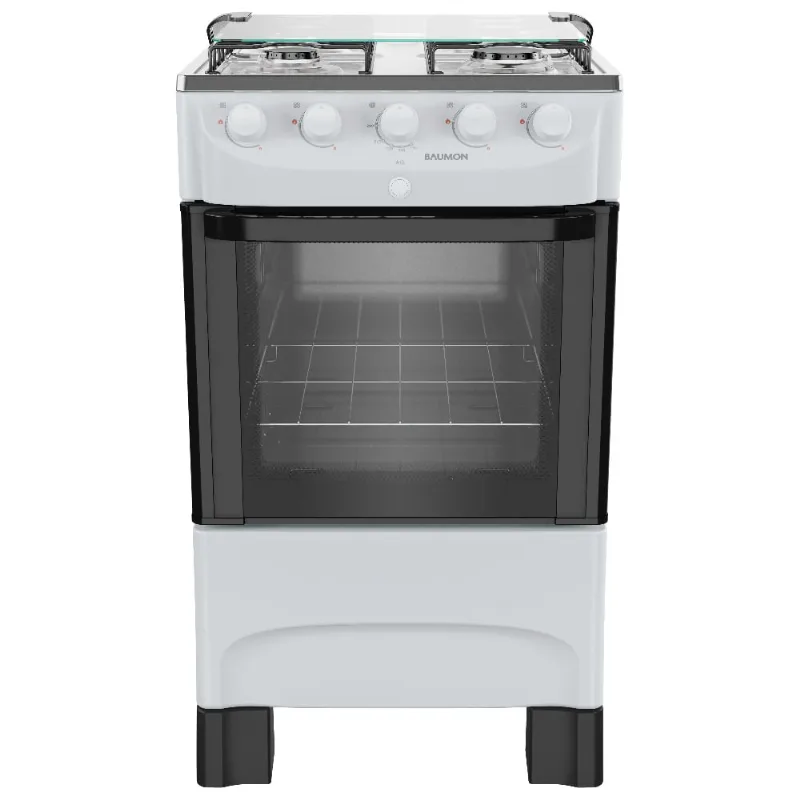 Fogão 4 Bocas Baumon com Mesa Inox Bivolt Branco MFI4BB