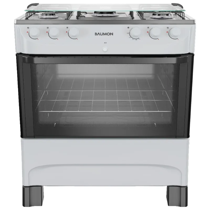 Fogão 5 Bocas Baumon com Mesa de Inox Bivolt Branco MFI5BB
