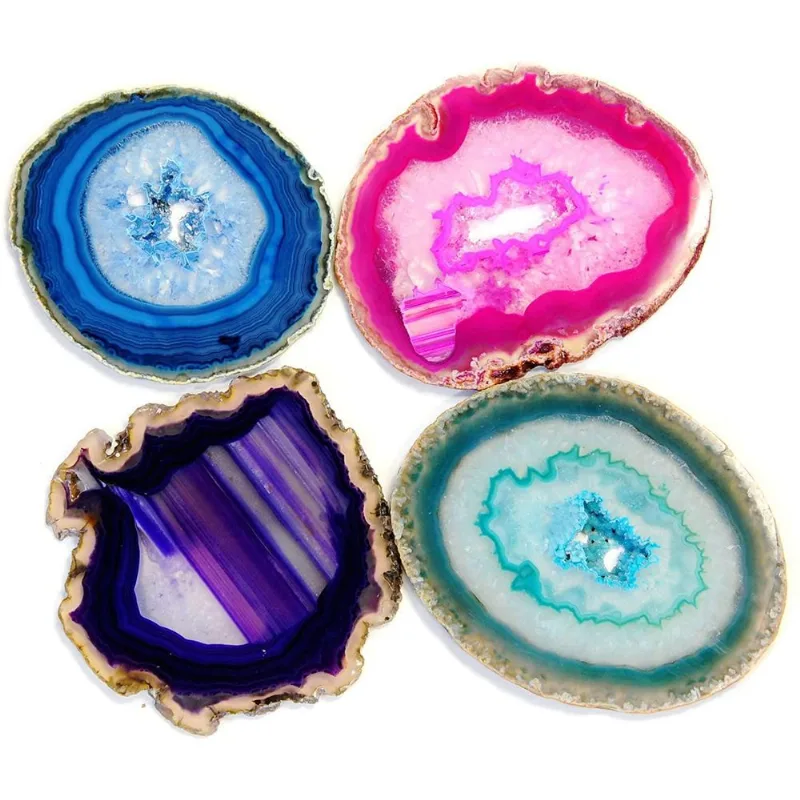 Porta Copos Ágatas Coloridas (10 A 13 Cm) - 4 Peças