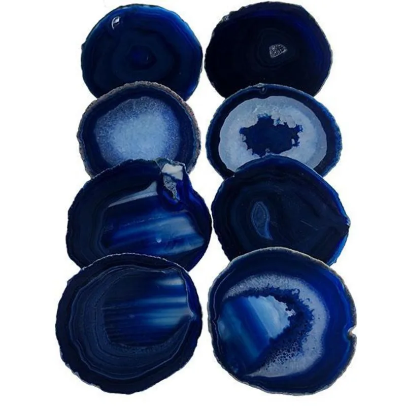 Pedras Brasileiras Ágatas Porta Copos Cor Azul - Kit 8 Un