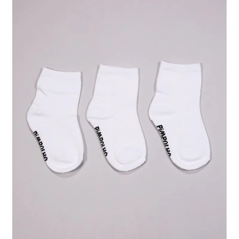 Kit Meia Lisa Cano Alto com 3 Unidades Branco - 26 a 30