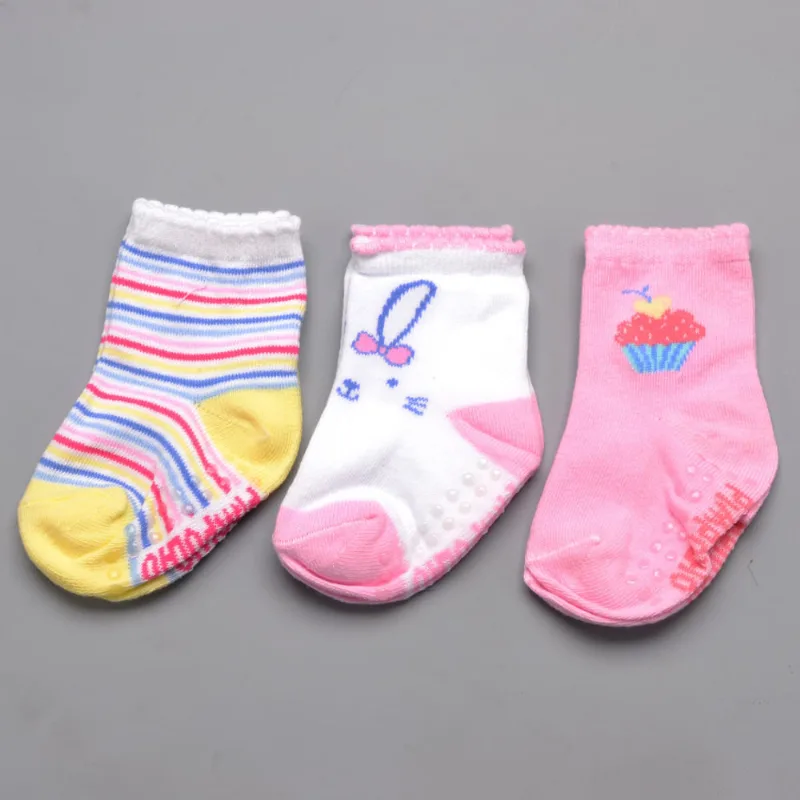 Kit Meia Estampada com 3 Unidades Rosa Rosa - 16 a 20