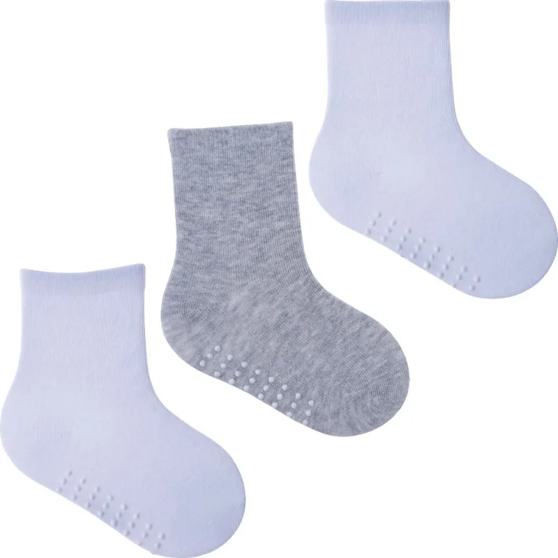 Kit Meia Antiderrapante Pimpolho C/3 16 20 Branco/Azul 8804