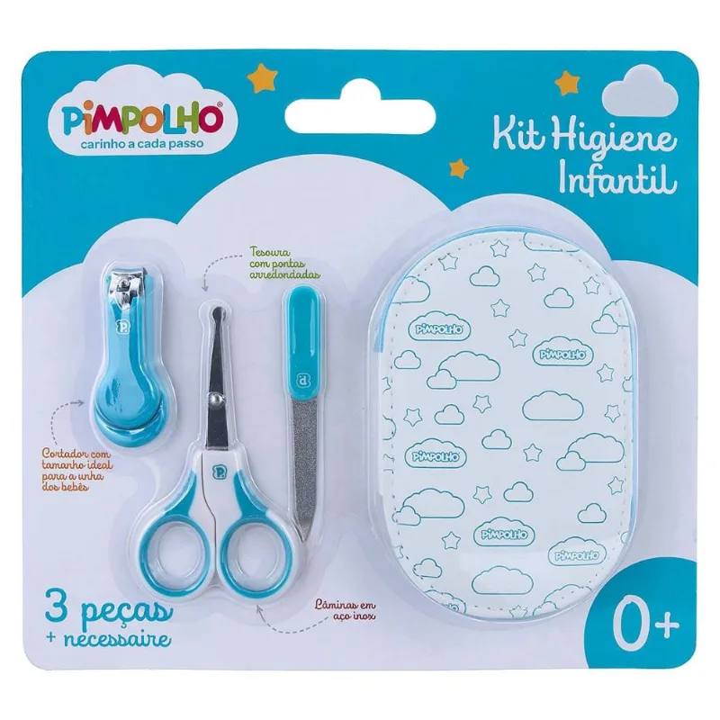 Kit Higiene Necessaire Infantil Pimpolho 3 Peças Azul 88891