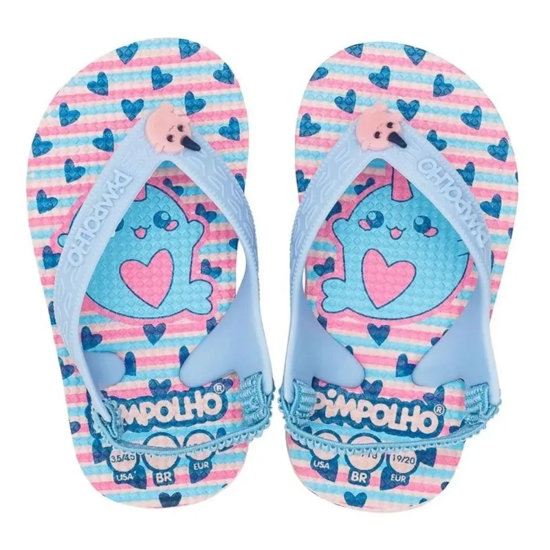 Chinelo Infantil com Elástico Pimpolho Narval Rosa Tamanho 17/18