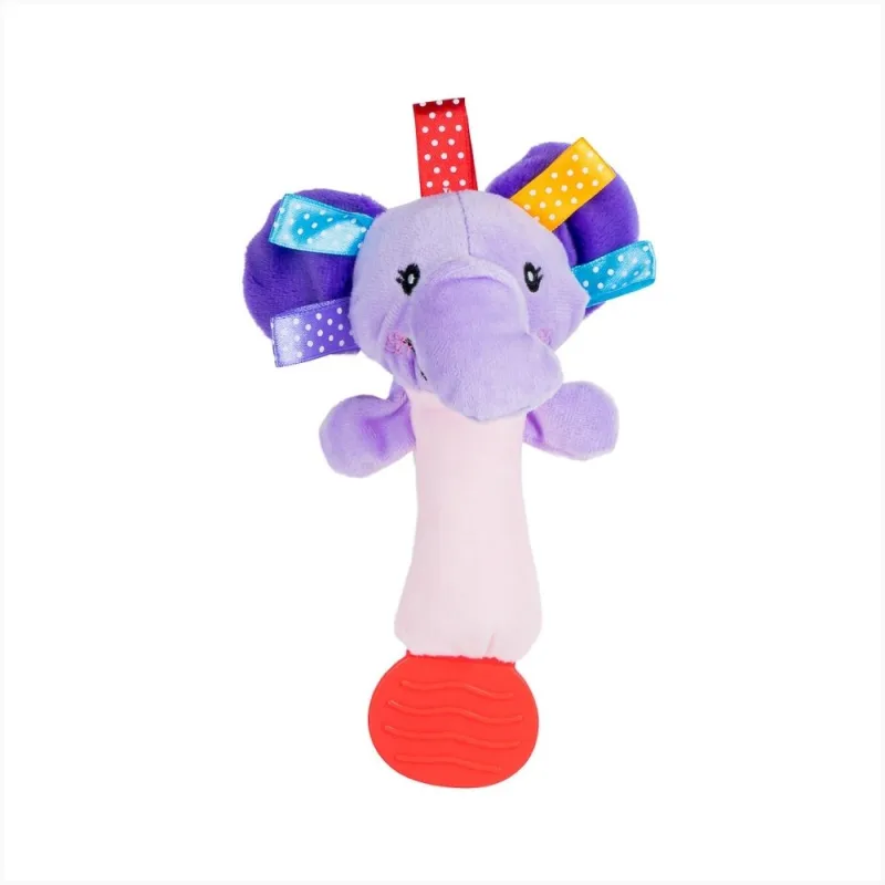 Mordedor Com Chocalho De Elefante Para Bebê Masculino Feminino Brinquedo Pimpolho Roxo - Junior Baby