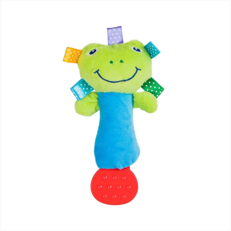 Mordedor Com Chocalho De Sapinho Para Bebê Masculino Feminino Brinquedo Pimpolho Verde - Junior Baby