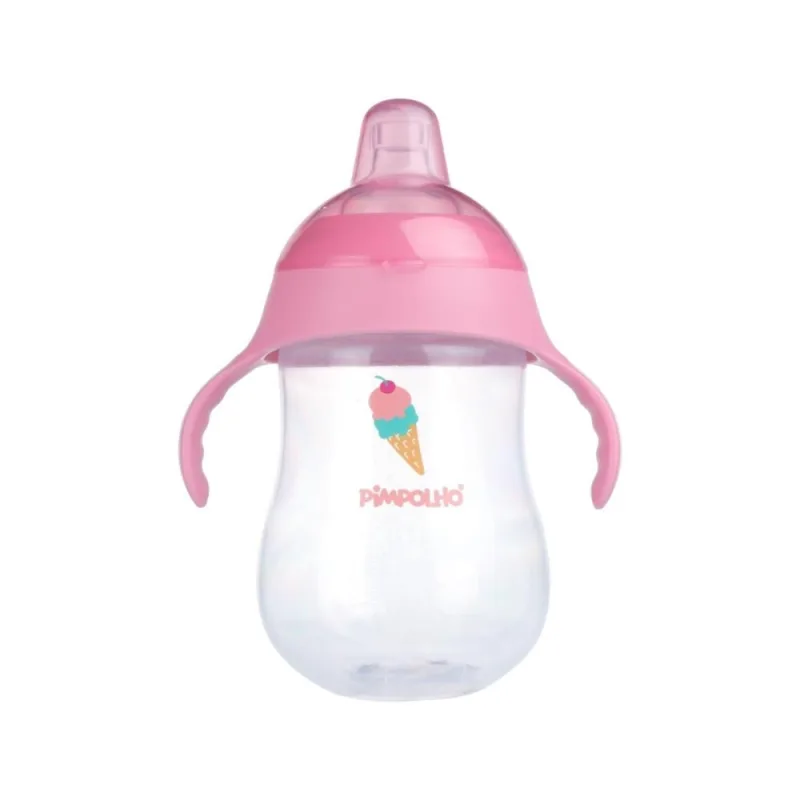 Copo de Treinamento 360ml Infantil Com Alça Transição Menina Feminino Anti vazamento Criança Rosa - Junior Baby