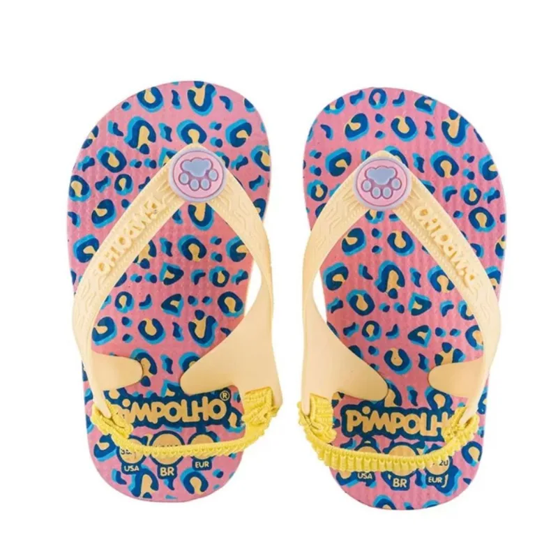 Chinelo Infantil com Elástico Pimpolho Onça Rosa Tamanho 17/18
