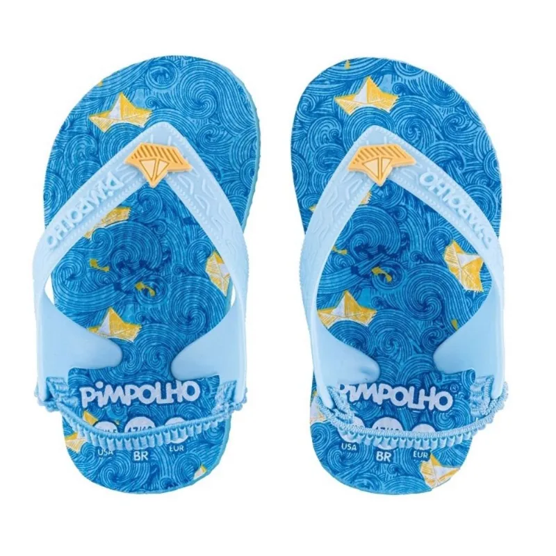 Chinelo Infantil com Elástico Pimpolho Barco Azul Tamanho 17/18