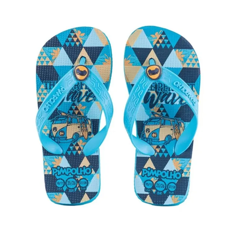 Chinelo Infantil Pimpolho Triangulos Azul Tamanho 25/26