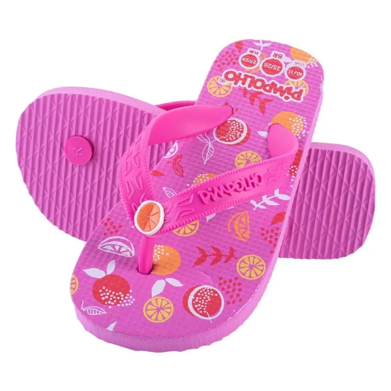 Chinelo Infantil Pimpolho Frutas Rosa Tamanho 25/26