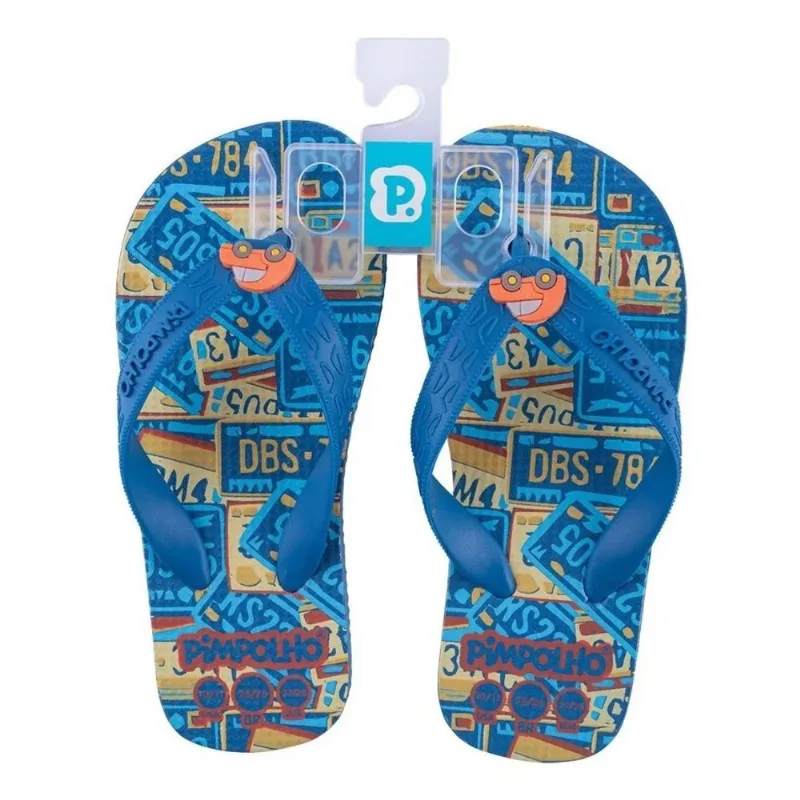 Chinelo Infantil Pimpolho Placas Azul Tamanho 25/26