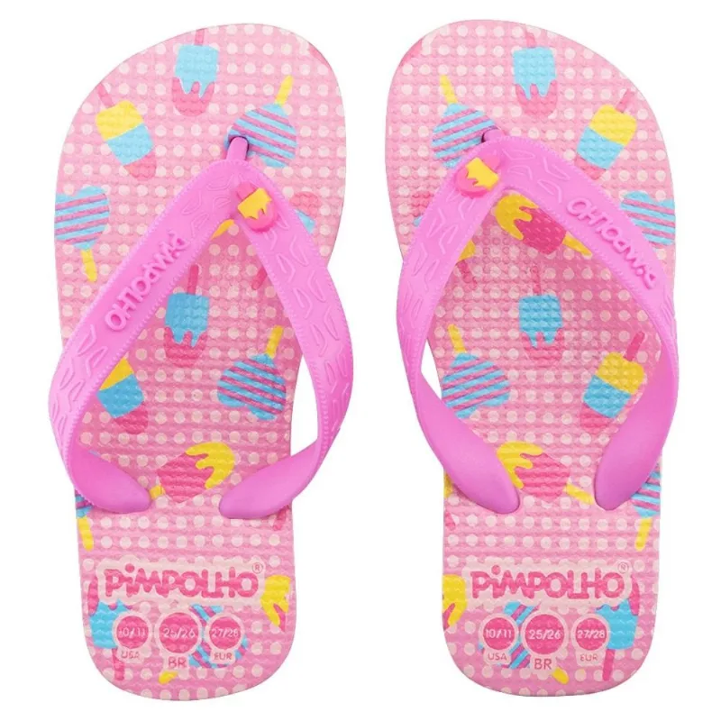 Chinelo Infantil Pimpolho Picolé Rosa Tamanho 25/26