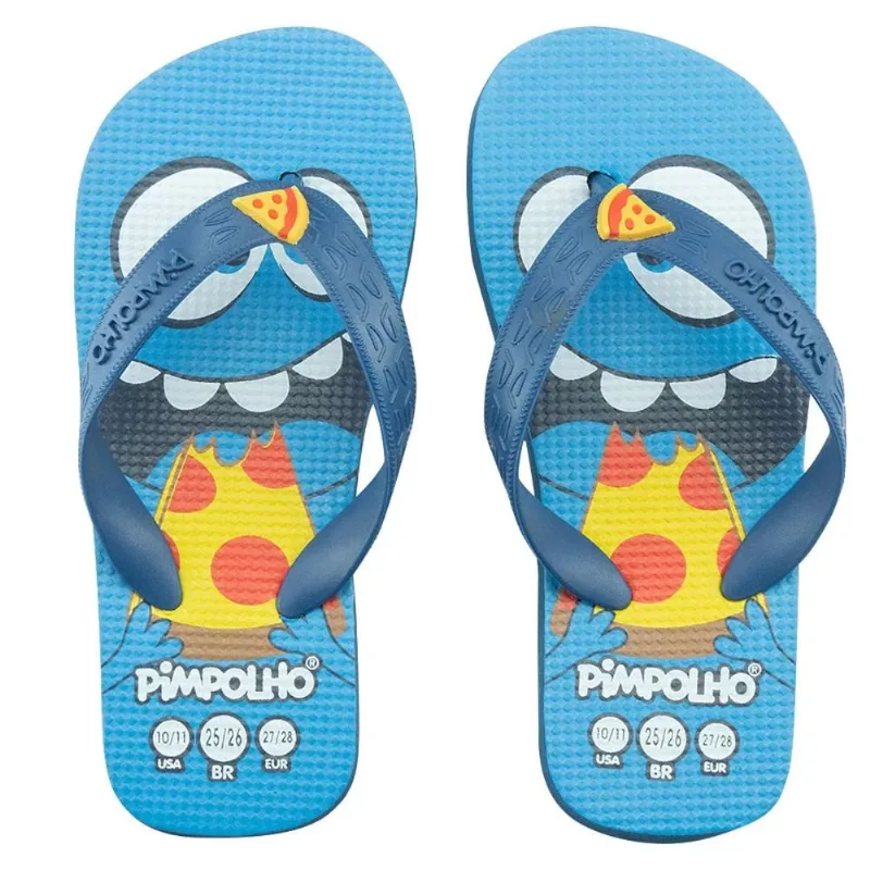 Chinelo Infantil Pimpolho Monstro Azul Tamanho 25/26