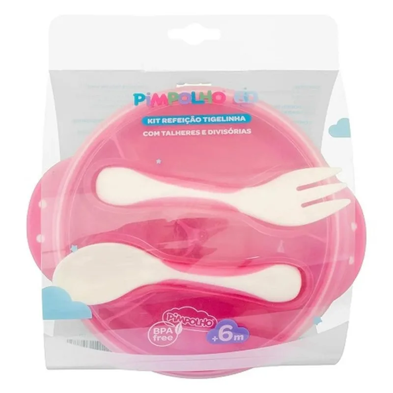 Kit Refeição Pimpolho Com Divisória E Talher Rosa 92121 (MP)