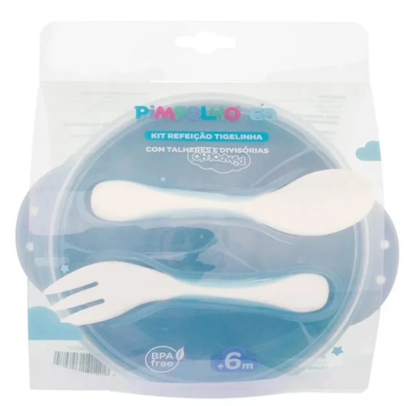Kit Refeição Pimpolho Com Divisória E Talher Azul 92122 (MP)