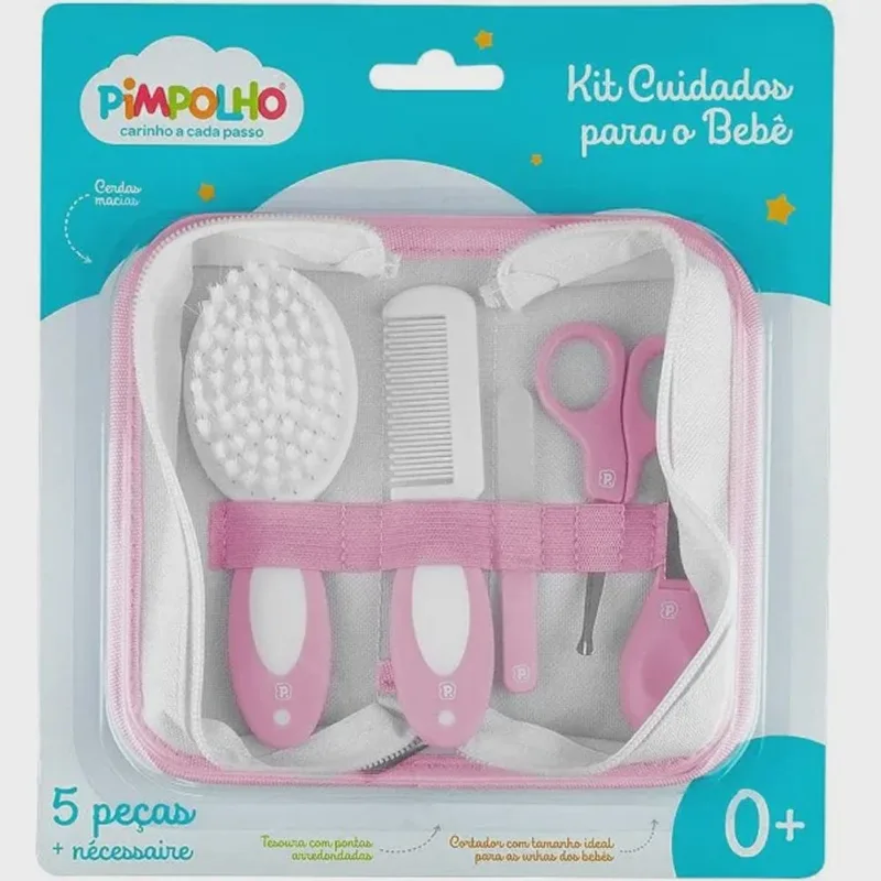 Kit Higiene Bebe 5 Pecas com Estojo Necessaire Pimpolho