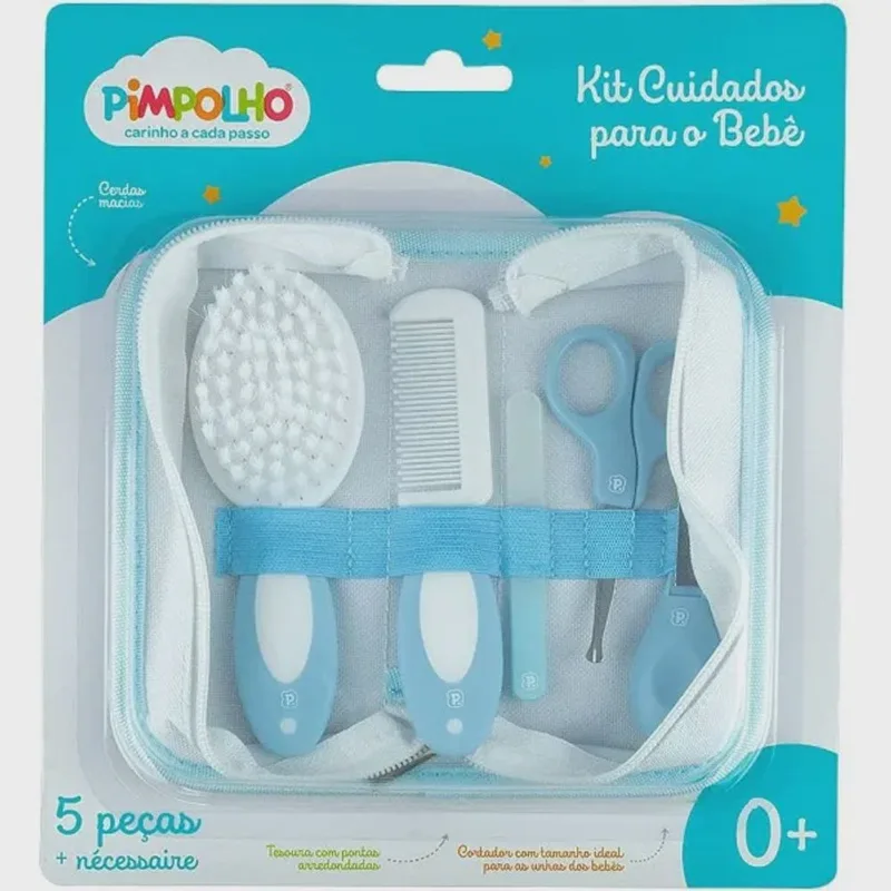 Kit Higiene Bebe 5 Pecas com Estojo Necessaire Pimpolho