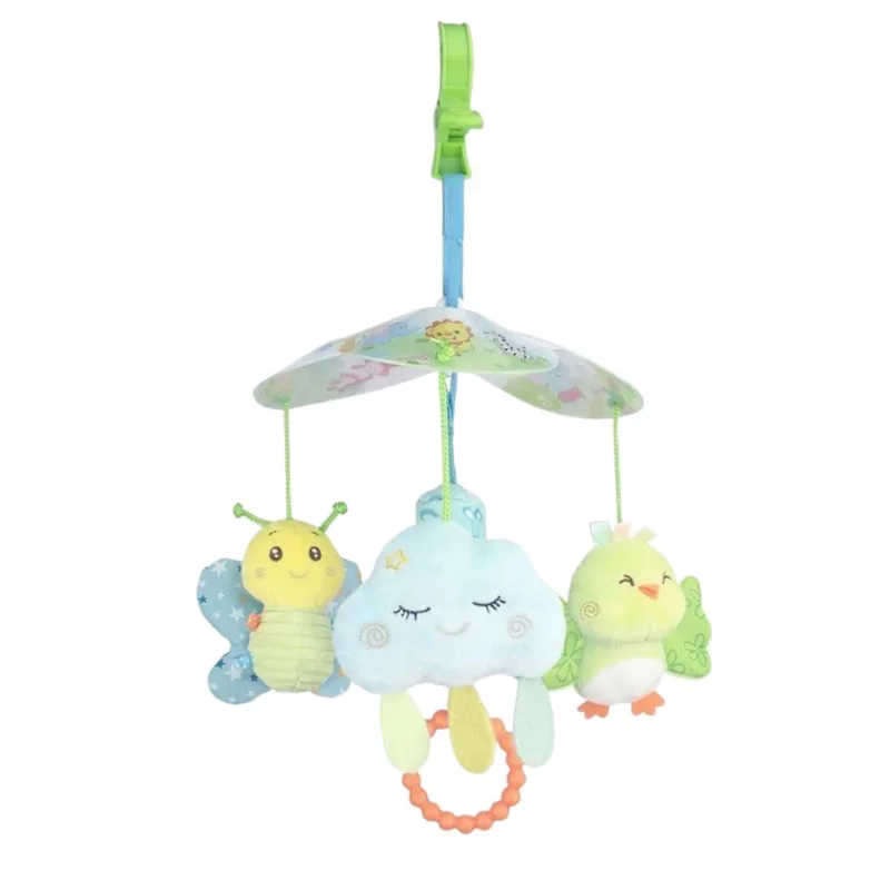 Mobile de plush p/carrinho E bebe unissex pimpolho azul/passarinhos