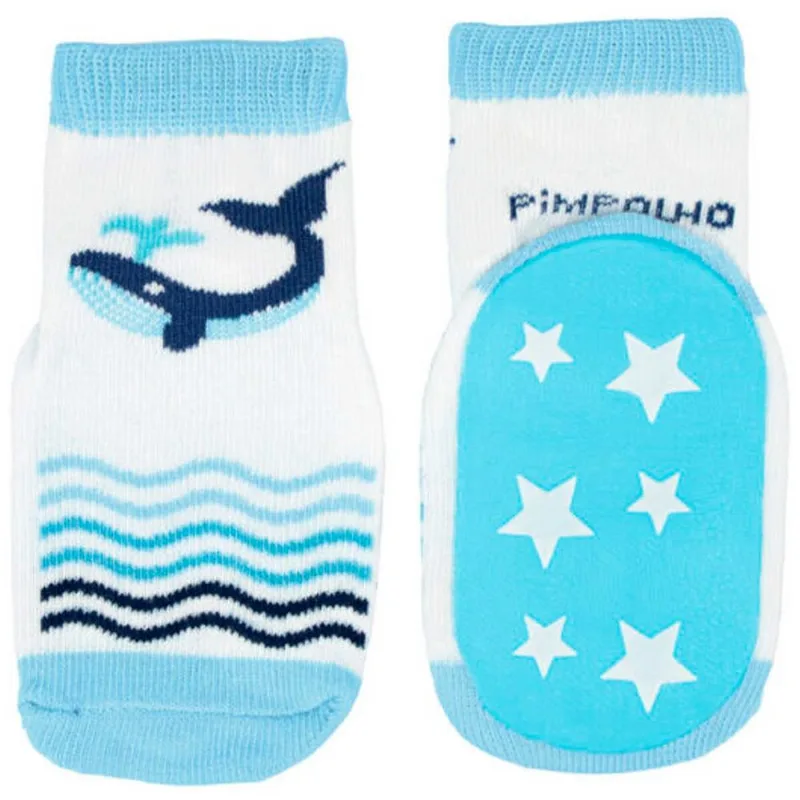 Meia Antiderrapante NÂº16/20 Pimpolho Baleia Azul 93973 (MP)
