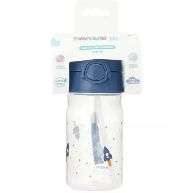 Copo Infantil Pimpolho Foguete 370ml Azul 94621 (MP)