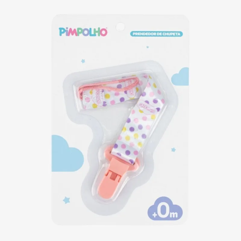 Prendedor Chupeta Pimpolho Branco/Bolinhas 94941