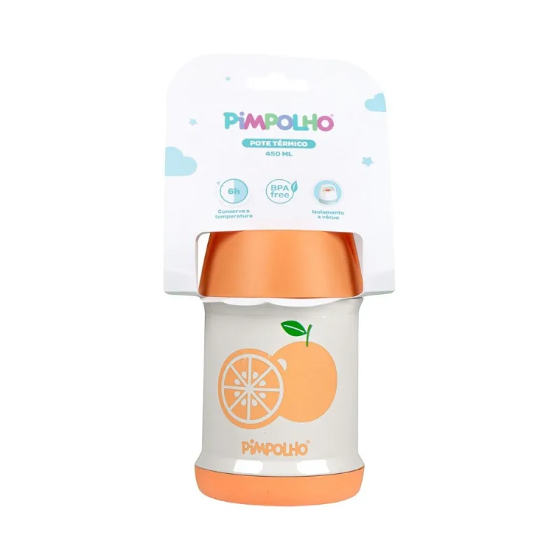 Pote Térmico Pimpolho 450ml Bege E Laranja (MP)