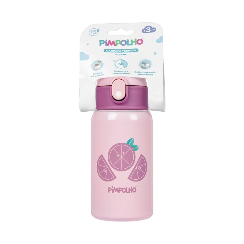 Garrafa Térmica Com Canudo Pimpolho 400ml Roxo Frutas (MP)