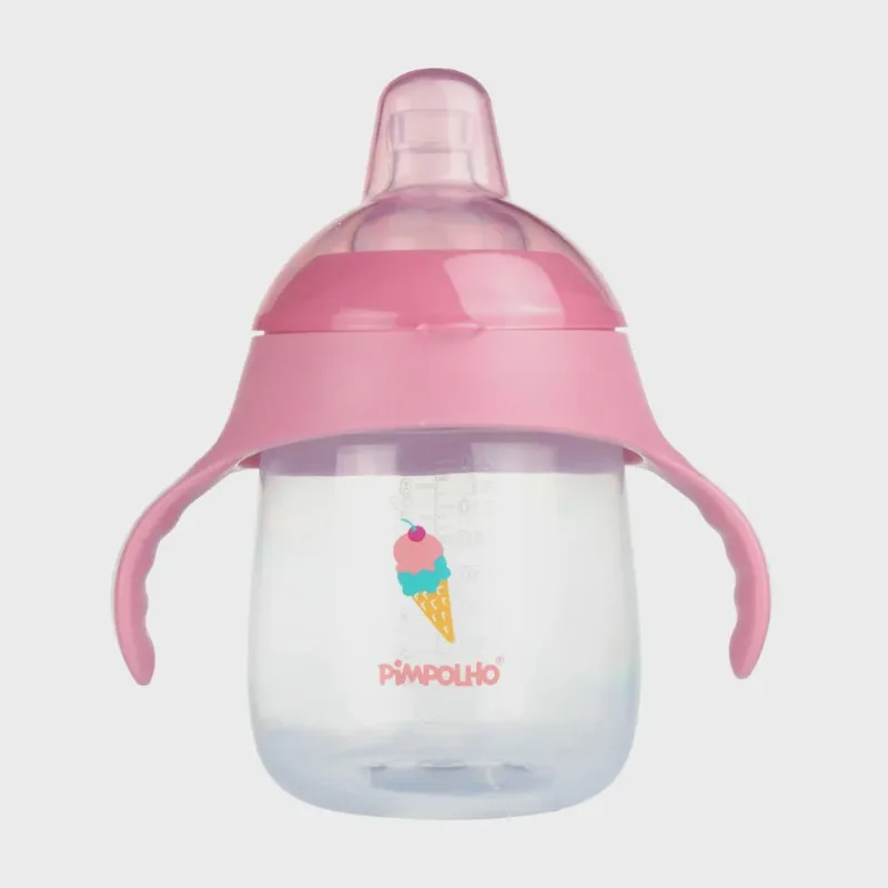 Copo de treinamento 240ML pimpolho + 12M bpa free azul E rosa bico 100% silicone