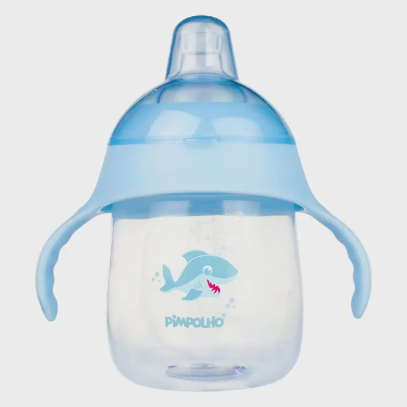 Copo de treinamento 240ML pimpolho + 12M bpa free azul E rosa bico 100% silicone