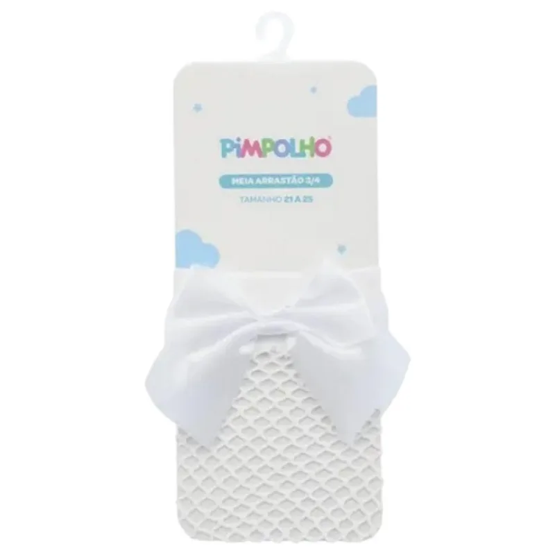 Meia Calça Arrastão Pimpolho 3/4 26-30 Branco 96011 (MP)