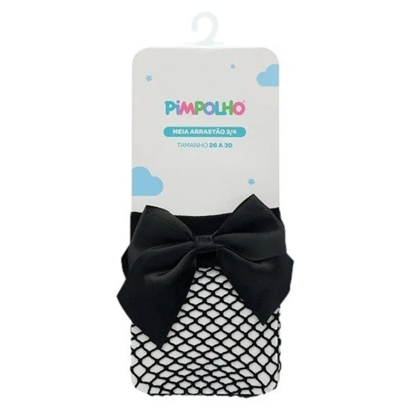 Meia Calça Arrastão Pimpolho 3/4 Preto 26-30 96021 (MP)