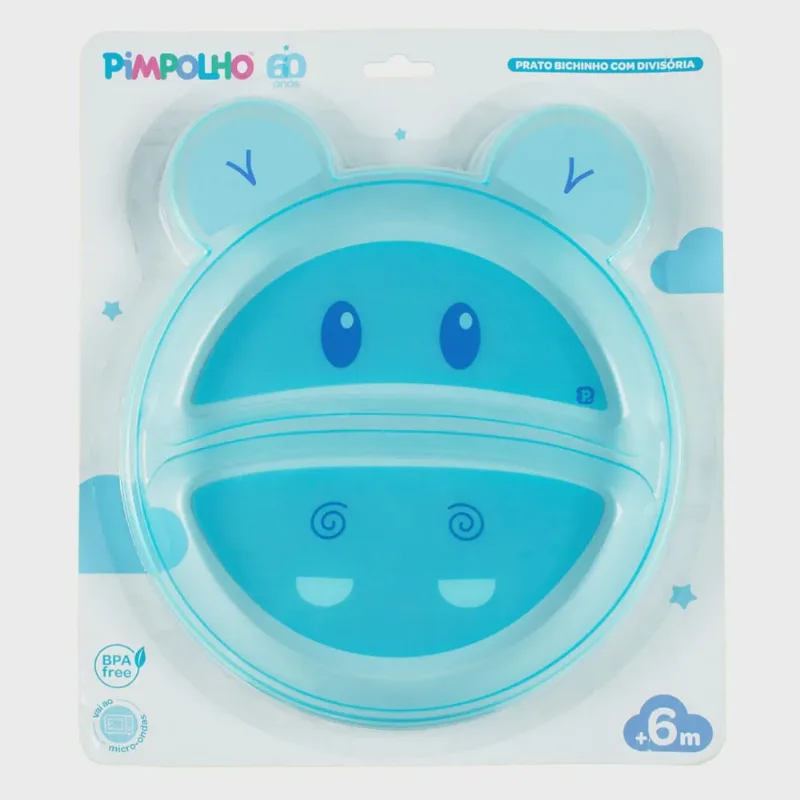 Prato bichinho pimpolho com divisória + 6 meses azul E rosa