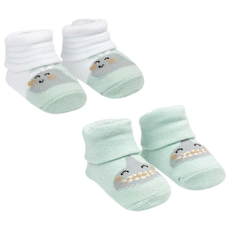 Kit Meia RN Pimpolho Tubarão E Baleia 2 Pares Verde (MP)
