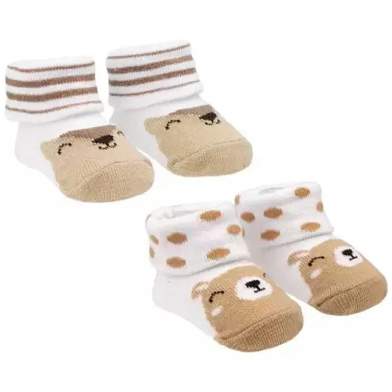 Kit Meia RN Pimpolho Urso e Raposa Bege 2 Pares 3102 (MP)