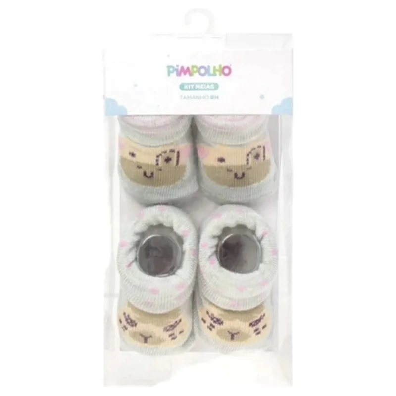 Kit Meia RN Pimpolho Vaca E Lhama 2 Pares Cinza 99991 (MP)