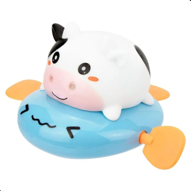 Brinquedo Infantil Vaca Nada Na Água Com Corda Branco Preto Pimpolho