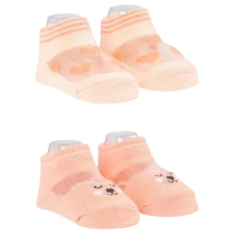 Kit Meia RN Pimpolho Urso E Coração 2 Pares Laranja 22204 (MP)
