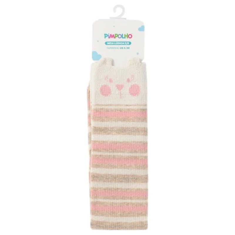 Meia Lúdica Pimpolho 5/8 Urso White 26-30 27103 (MP)