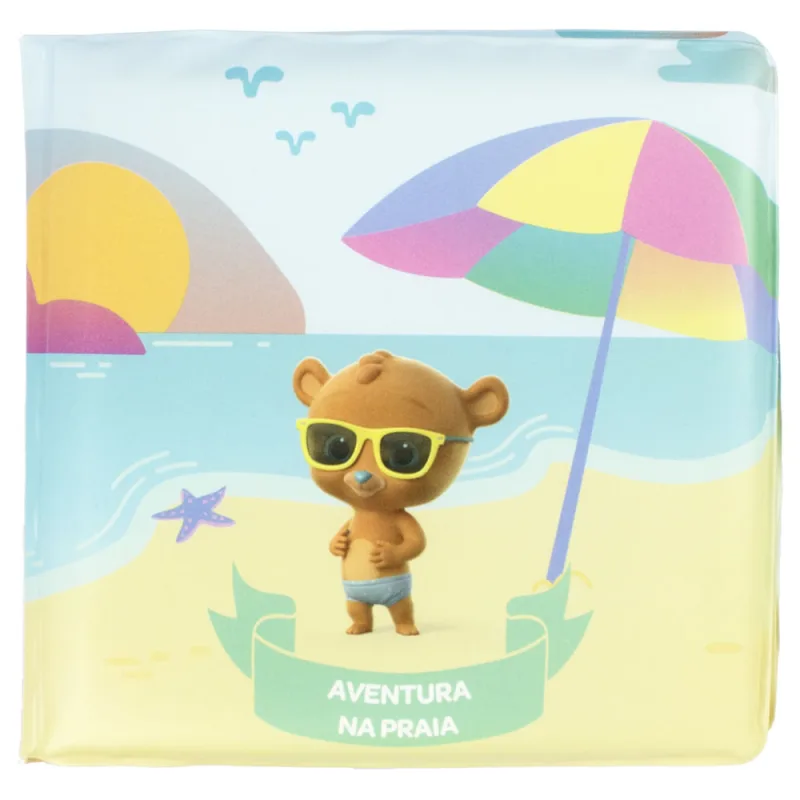 Livro Banho Bebê Ursinho Unissex Aventura na Praia -Pimpolho - pimpolho
