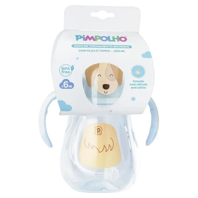 Copo De Treinamento Infantil Pimpolho Cachorro 280ml Azul (MP)