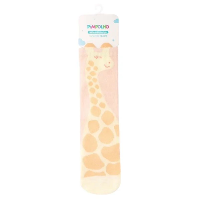 Meia Lúdica Pimpolho 3/4 Girafa 16-20 Rosa 33101 (MP)
