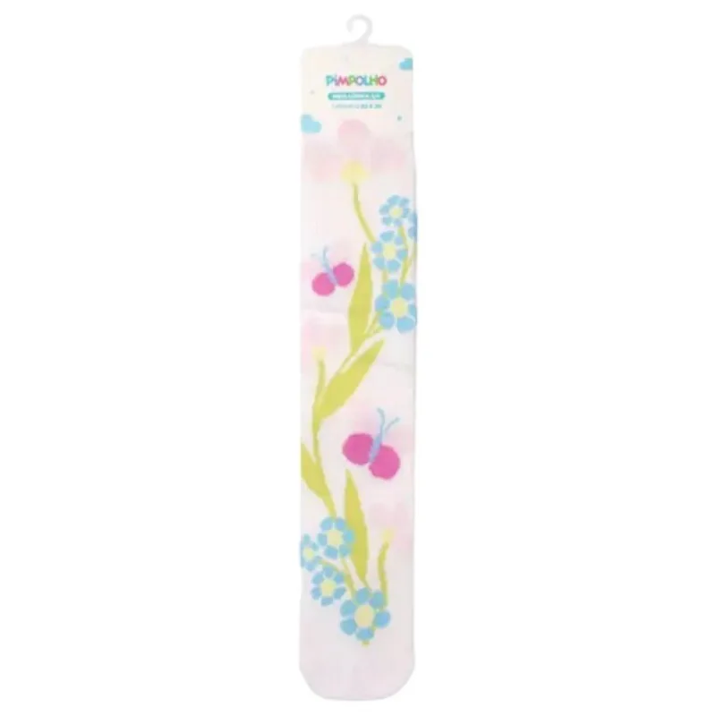 Meia Lúdica Pimpolho 3/4 Flores 26-30 Branco 33501 (MP)