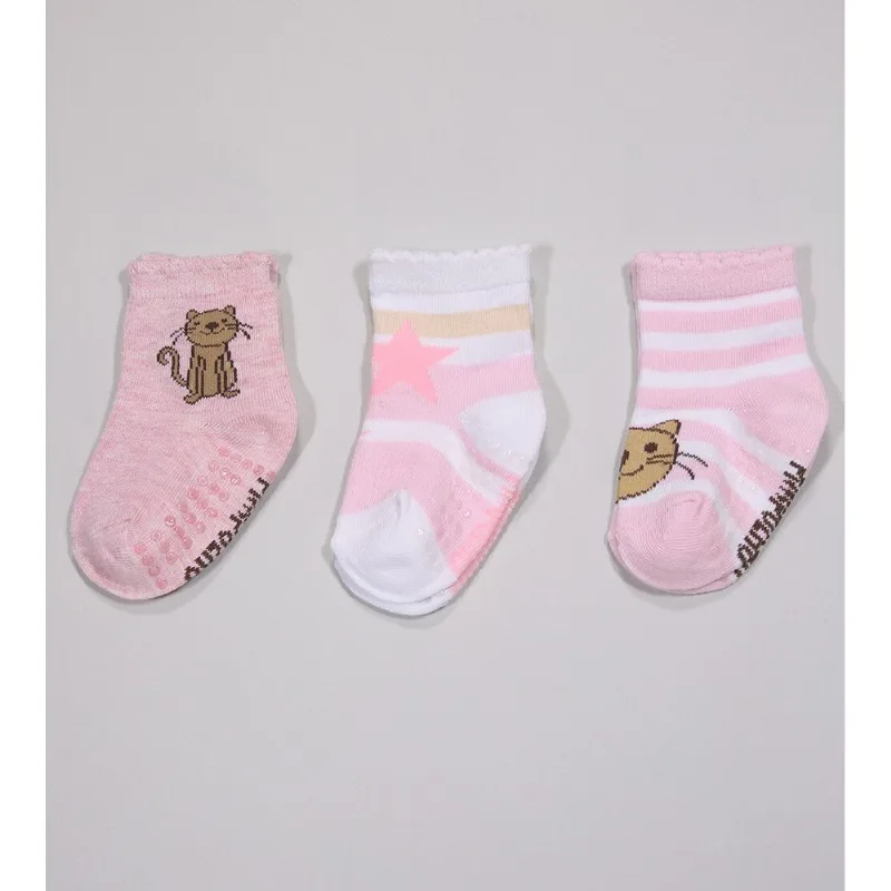 Kit Meia Colorida com 3 Unidades - 3740 Tam. 16 a 20 Rosa - 16 a 20