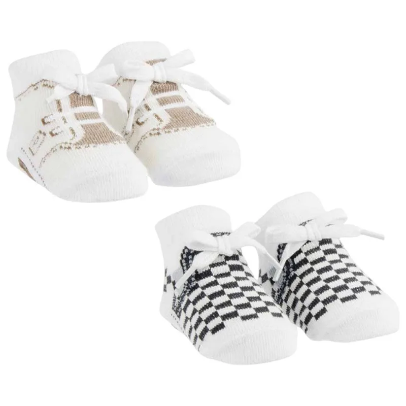 Kit Meia RN Pimpolho Festinha Cadarço 2 Pares Branco E Preto (MP)