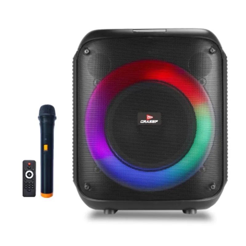 Caixa De Som Bluetooth Grasep Fm Usb Som Potente Mic Sem Fio