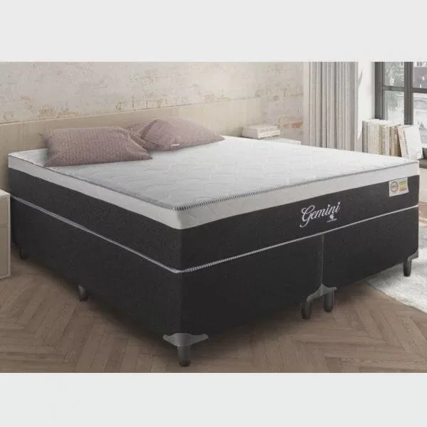 Cama Box Queen 158x198x68cm Gemini Montreal - Não Disponível - Móveis